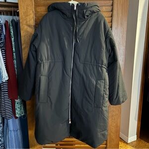 H&M MAMA Women’s Black Maternity Winter Coat • Hooded • Size L